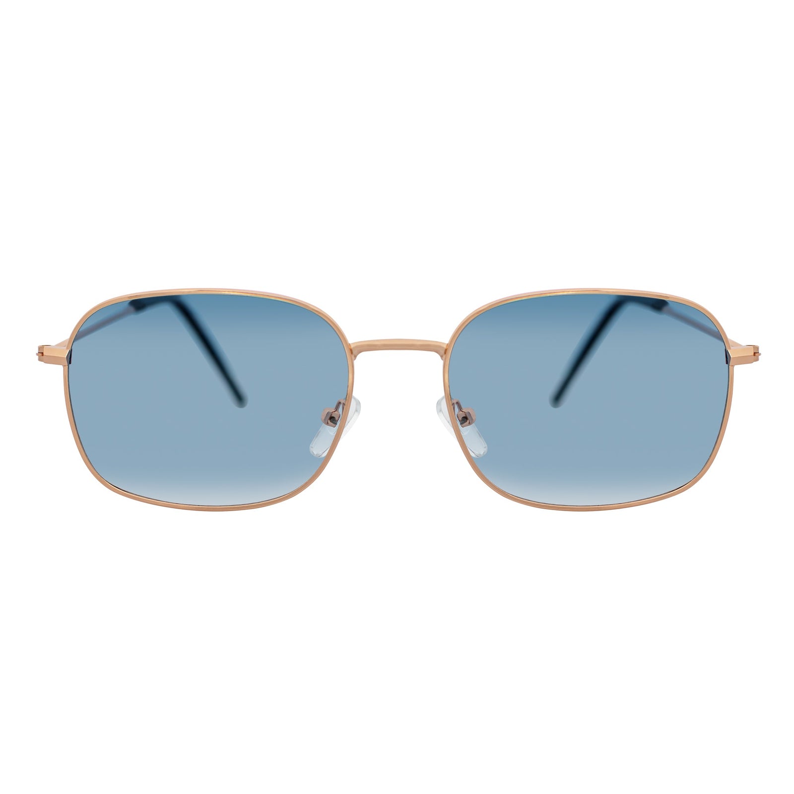 BRANDIN - Classic Square Thin Metal Sunglasses Gold Blue Fade