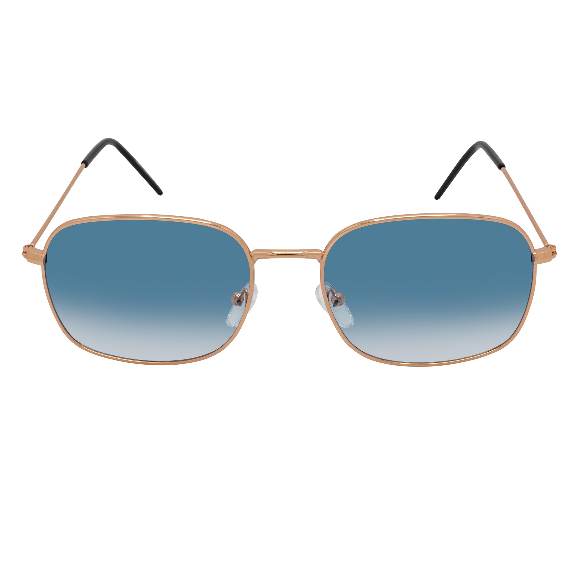 BRANDIN - Classic Square Thin Metal Sunglasses Gold Blue Fade