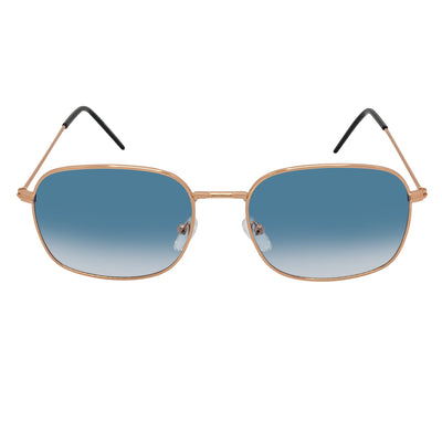 BRANDIN - Classic Square Thin Metal Sunglasses Gold Blue Fade
