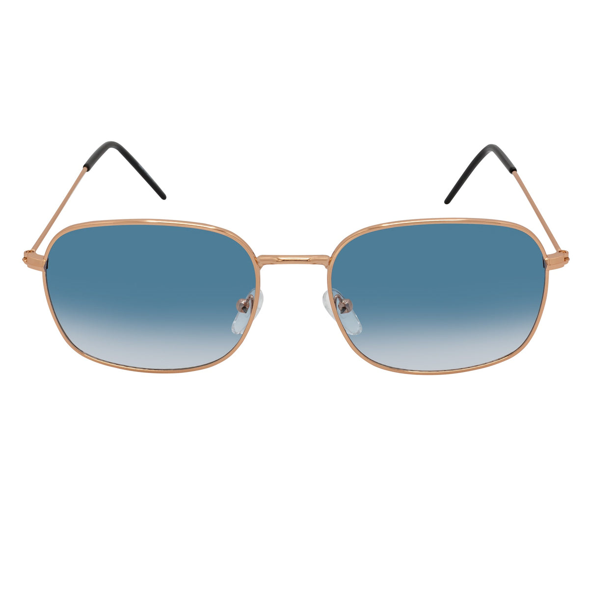 BRANDIN - Classic Square Thin Metal Sunglasses Gold Blue Fade