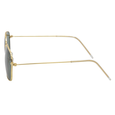 BRANDIN - Classic Square Thin Metal Sunglasses Gold Green Lens