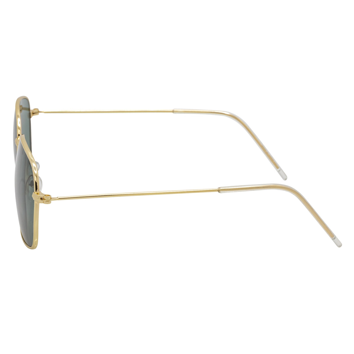 BRANDIN - Classic Square Thin Metal Sunglasses Gold Green Lens