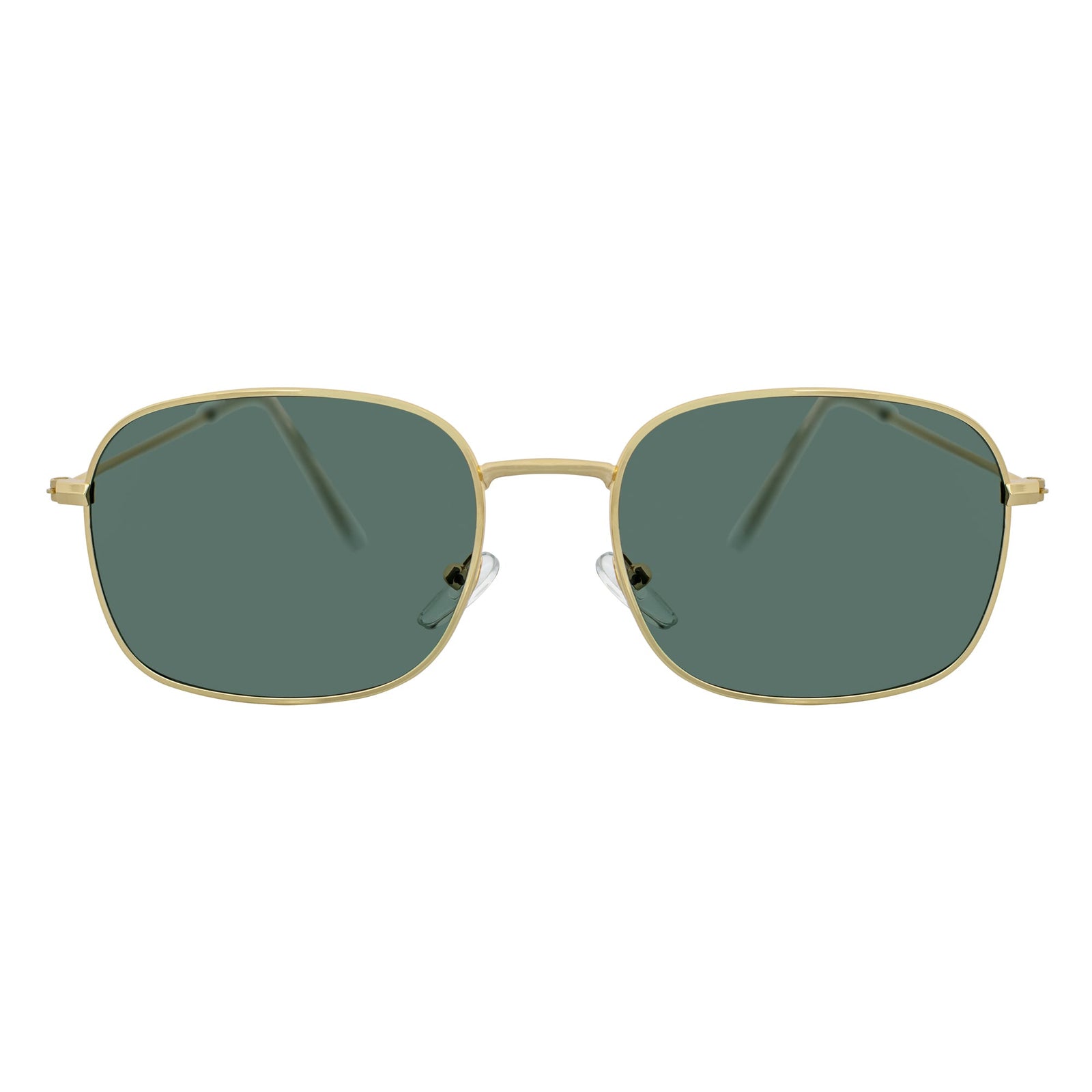 BRANDIN - Classic Square Thin Metal Sunglasses Gold Green Lens