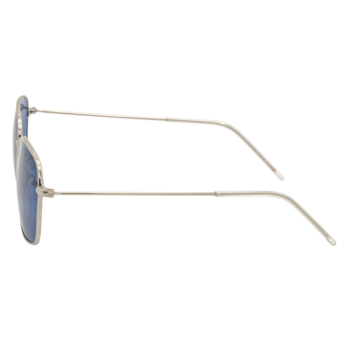 BRANDIN - Classic Square Thin Metal Sunglasses Silver Blue Tint Lens