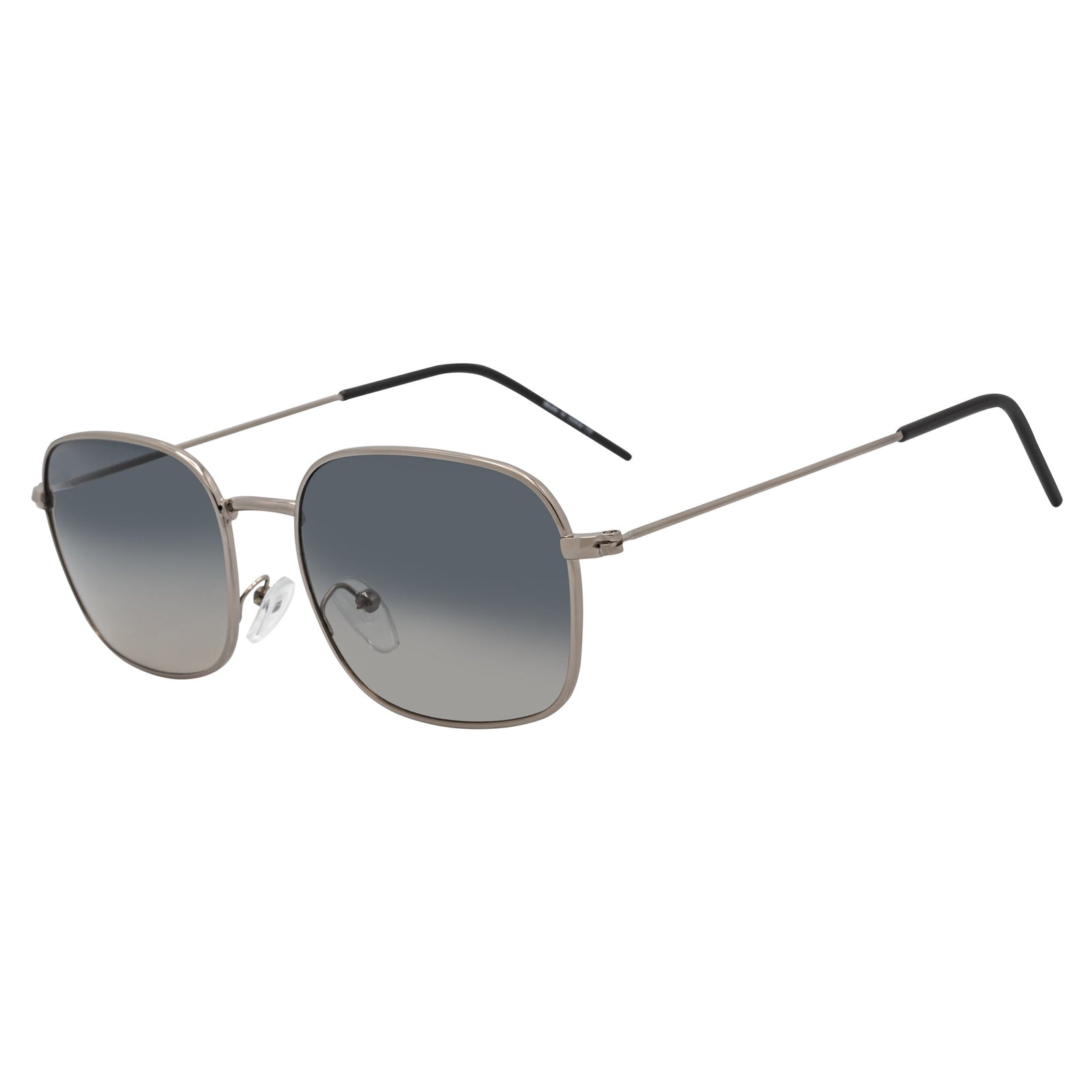 BRANDIN - Classic Square Thin Metal Sunglasses Silver Smoke Fade Lens