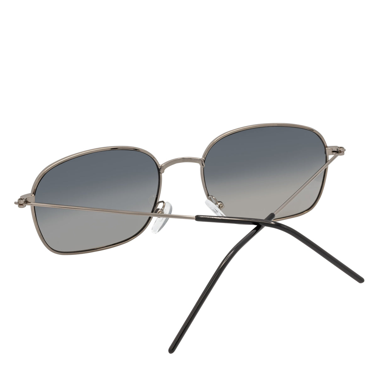 BRANDIN - Classic Square Thin Metal Sunglasses Silver Smoke Fade Lens