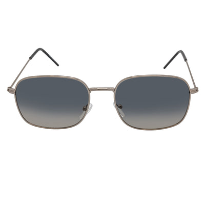 BRANDIN - Classic Square Thin Metal Sunglasses Silver Smoke Fade Lens