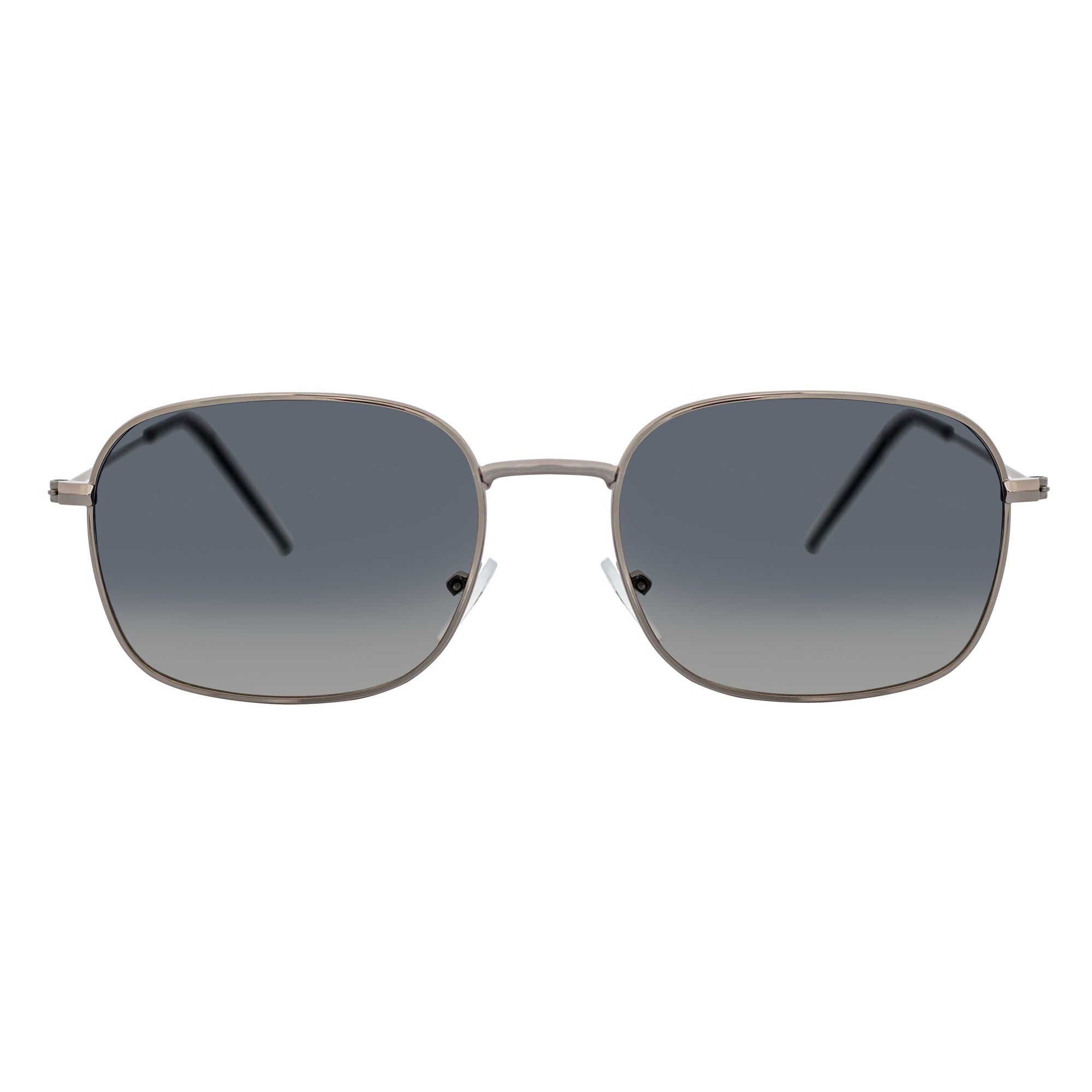 BRANDIN - Classic Square Thin Metal Sunglasses Silver Smoke Fade Lens