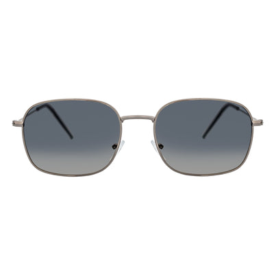 BRANDIN - Classic Square Thin Metal Sunglasses Silver Smoke Fade Lens