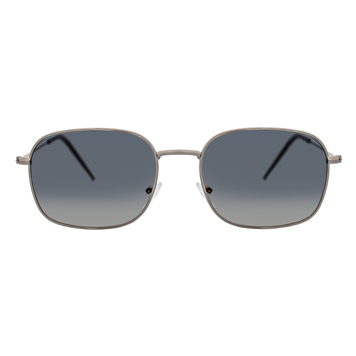 BRANDIN - Classic Square Thin Metal Sunglasses Silver Smoke Fade Lens