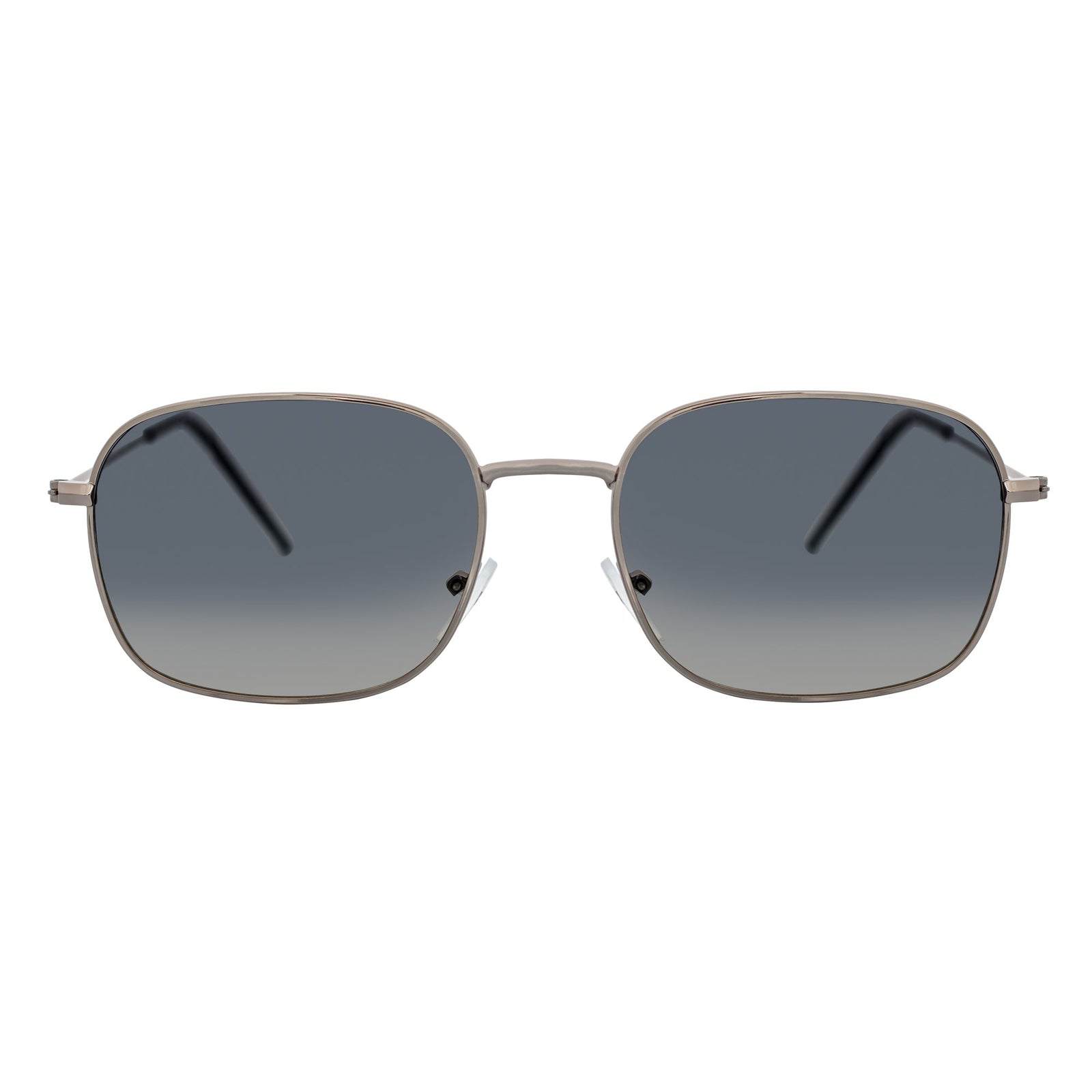 BRANDIN - Classic Square Thin Metal Sunglasses Silver Smoke Fade Lens