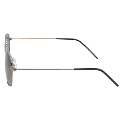 BRANDIN - Classic Square Thin Metal Sunglasses Silver Smoke Fade Lens