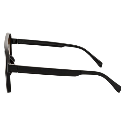 BRASCO - Classic Plastic Teardrop Aviator Black Sunglasses Brown Tint Lens