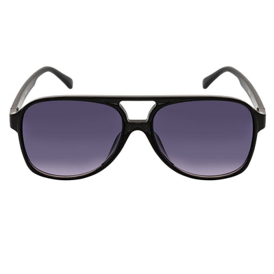 BRASCO - Classic Plastic Teardrop Aviator Black Sunglasses Lavender Fade Lens