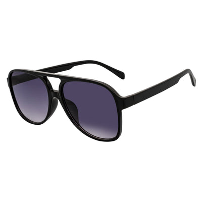 BRASCO - Classic Plastic Teardrop Aviator Black Sunglasses Lavender Fade Lens