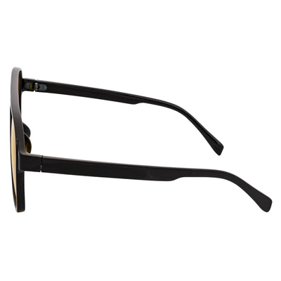 BRASCO - Classic Plastic Teardrop Aviator Black Sunglasses Yellow Tint Lens