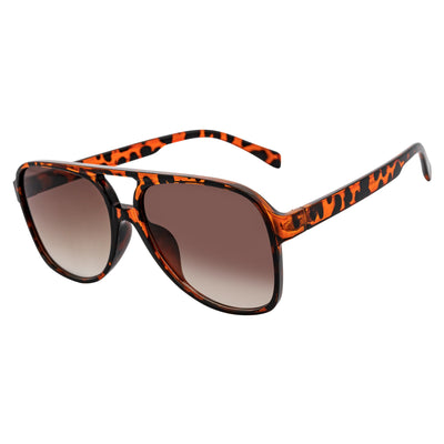 BRASCO - Classic Plastic Teardrop Aviator Tortoise Sunglasses Amber Fade Lens