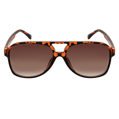 BRASCO - Classic Plastic Teardrop Aviator Tortoise Sunglasses Amber Fade Lens