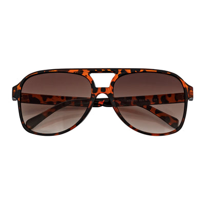 BRASCO - Classic Plastic Teardrop Aviator Tortoise Sunglasses Amber Fade Lens