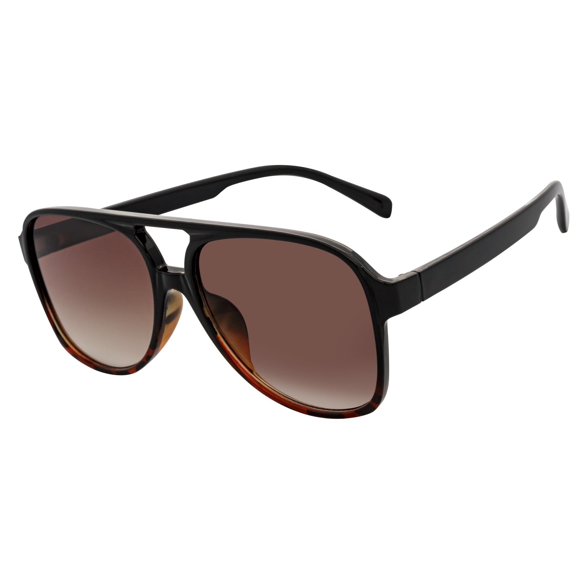 BRASCO - Classic Teardrop Aviator Black - Tortoise Sunglasses Amber Fade