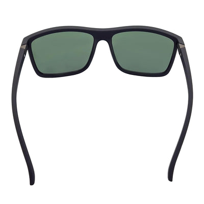 BRISTOL - Polarized Modern Rectangle Sunglasses Soft Matte Black Green Tint