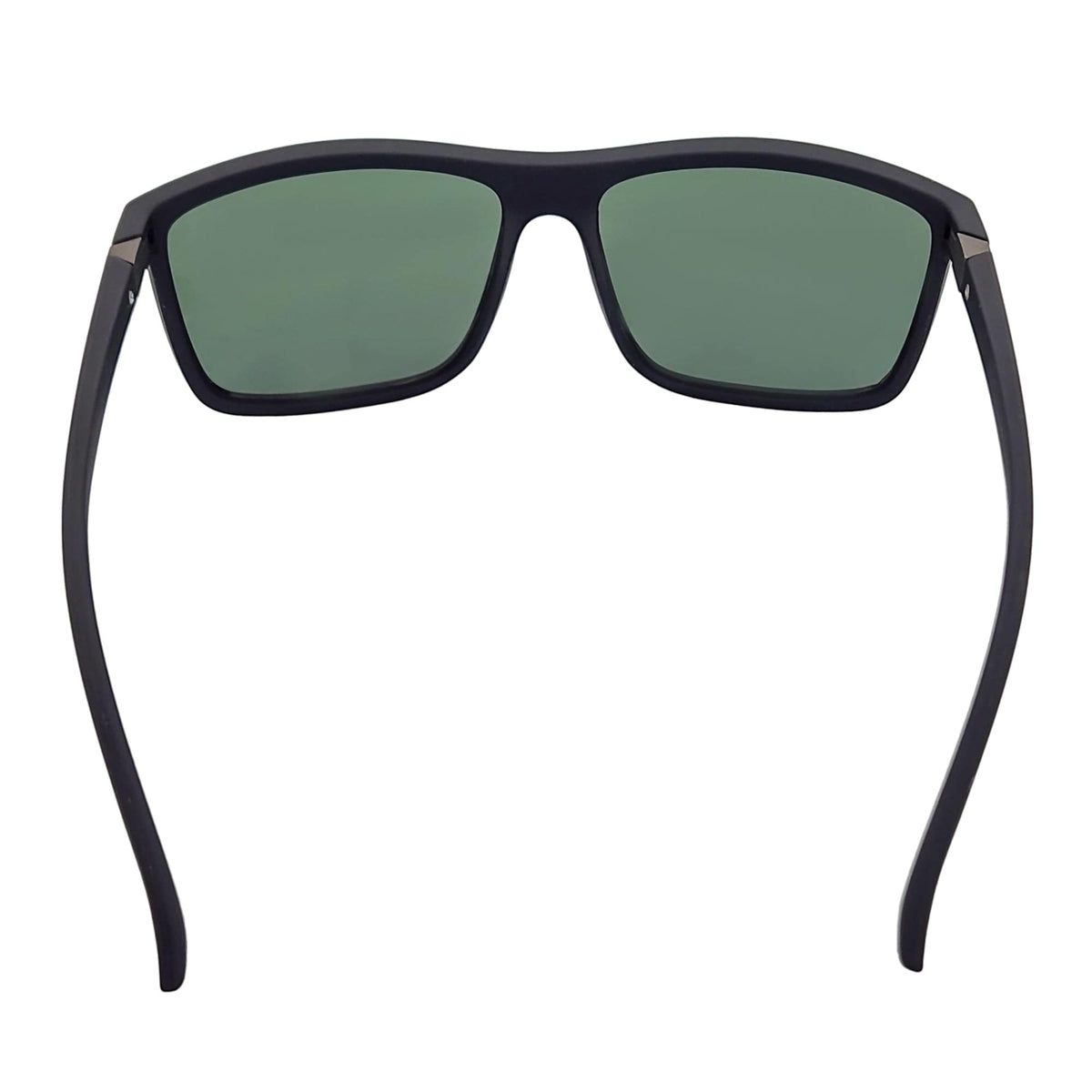 BRISTOL - Polarized Modern Rectangle Sunglasses Soft Matte Black Green Tint