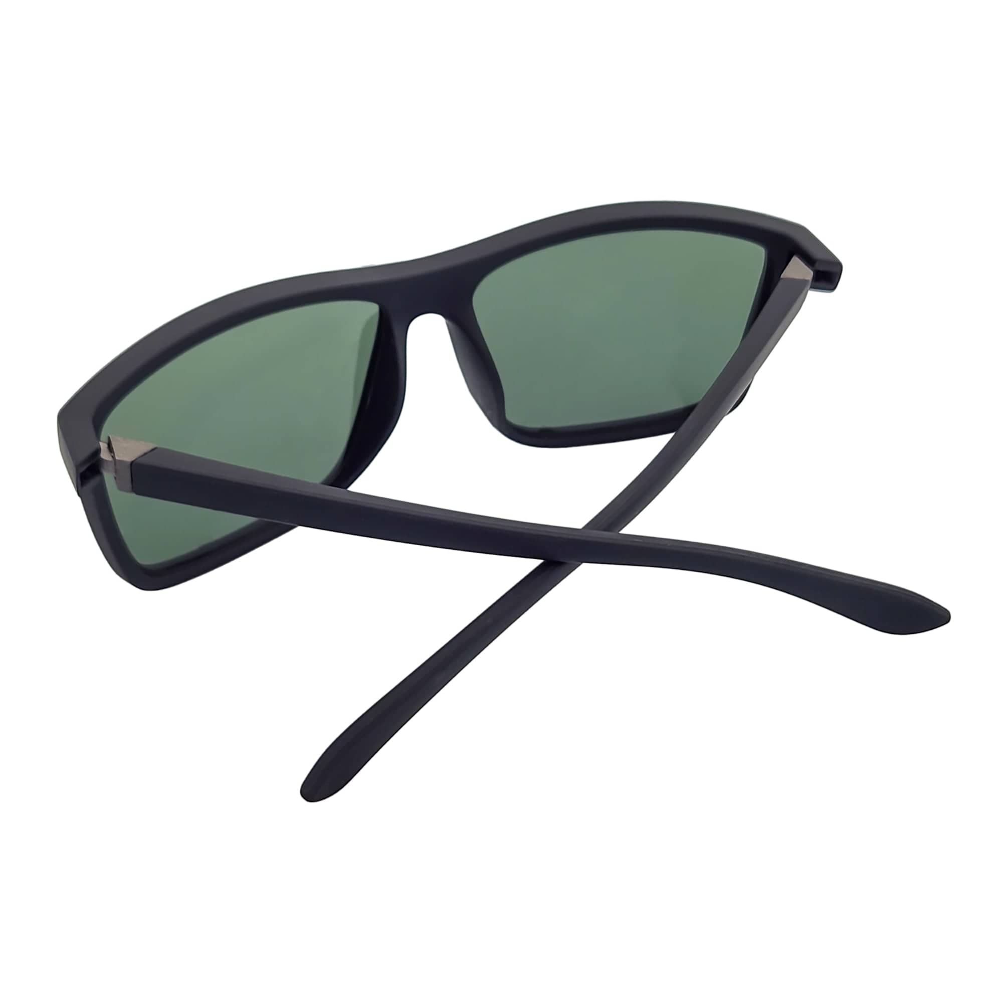 BRISTOL - Polarized Modern Rectangle Sunglasses Soft Matte Black Green Tint - MorspecsM1019-2