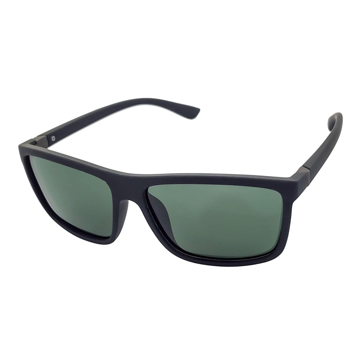 BRISTOL - Polarized Modern Rectangle Sunglasses Soft Matte Black Green Tint - MorspecsM1019-2