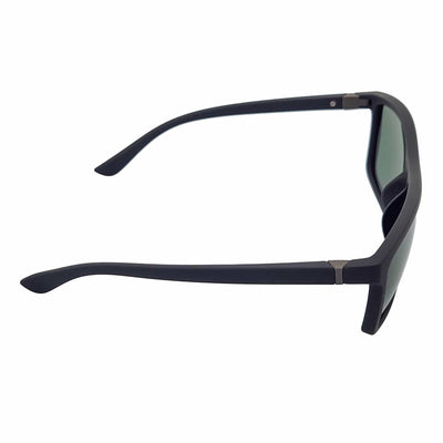 BRISTOL - Polarized Modern Rectangle Sunglasses Soft Matte Black Green Tint - MorspecsM1019-2