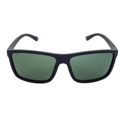 BRISTOL - Polarized Modern Rectangle Sunglasses Soft Matte Black Green Tint