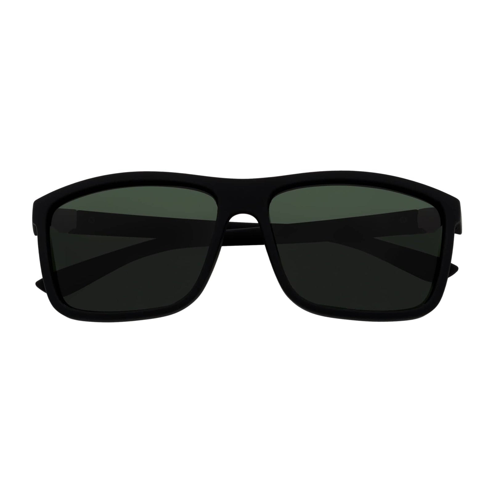 BRISTOL - Polarized Modern Rectangle Sunglasses Soft Matte Black Green Tint