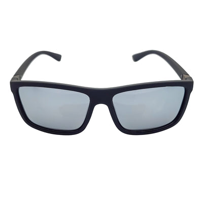 BRISTOL - Polarized Modern Rectangle Sunglasses Soft Matte Black Silver Mirror