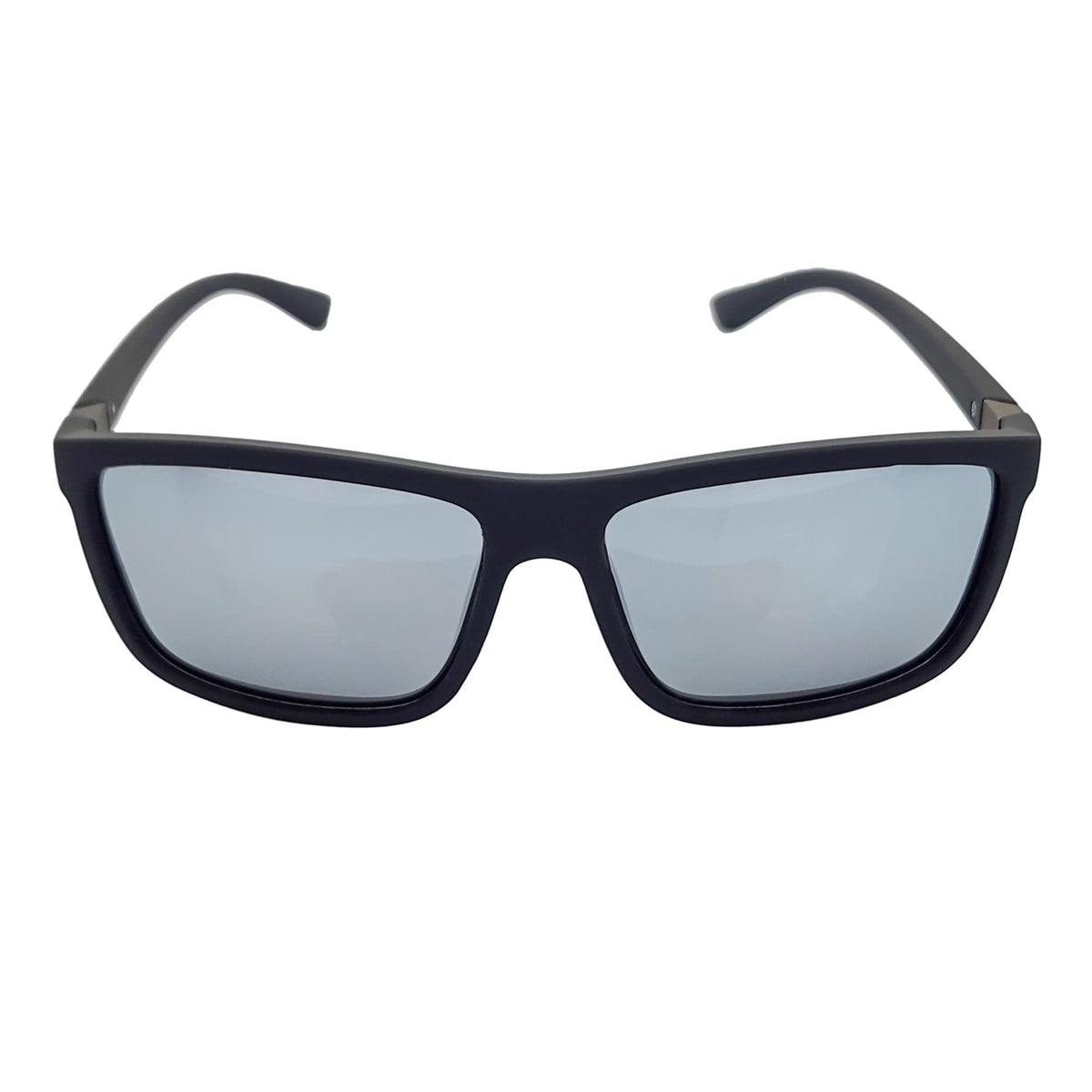 BRISTOL - Polarized Modern Rectangle Sunglasses Soft Matte Black Silver Mirror