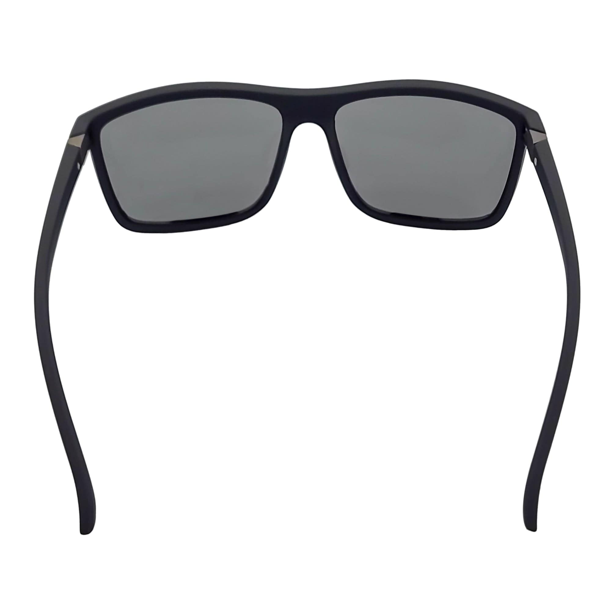 BRISTOL - Polarized Modern Rectangle Sunglasses Soft Matte Black Silver Mirror