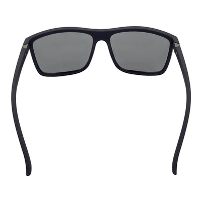 BRISTOL - Polarized Modern Rectangle Sunglasses Soft Matte Black Silver Mirror