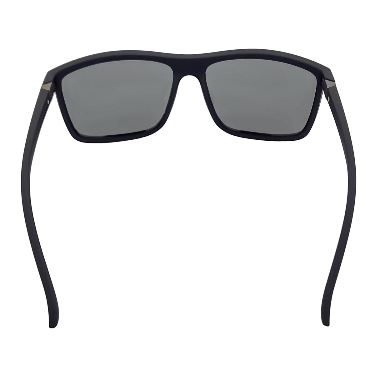 BRISTOL - Polarized Modern Rectangle Sunglasses Soft Matte Black Silver Mirror