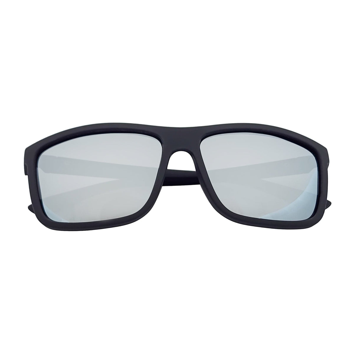 BRISTOL - Polarized Modern Rectangle Sunglasses Soft Matte Black Silver Mirror
