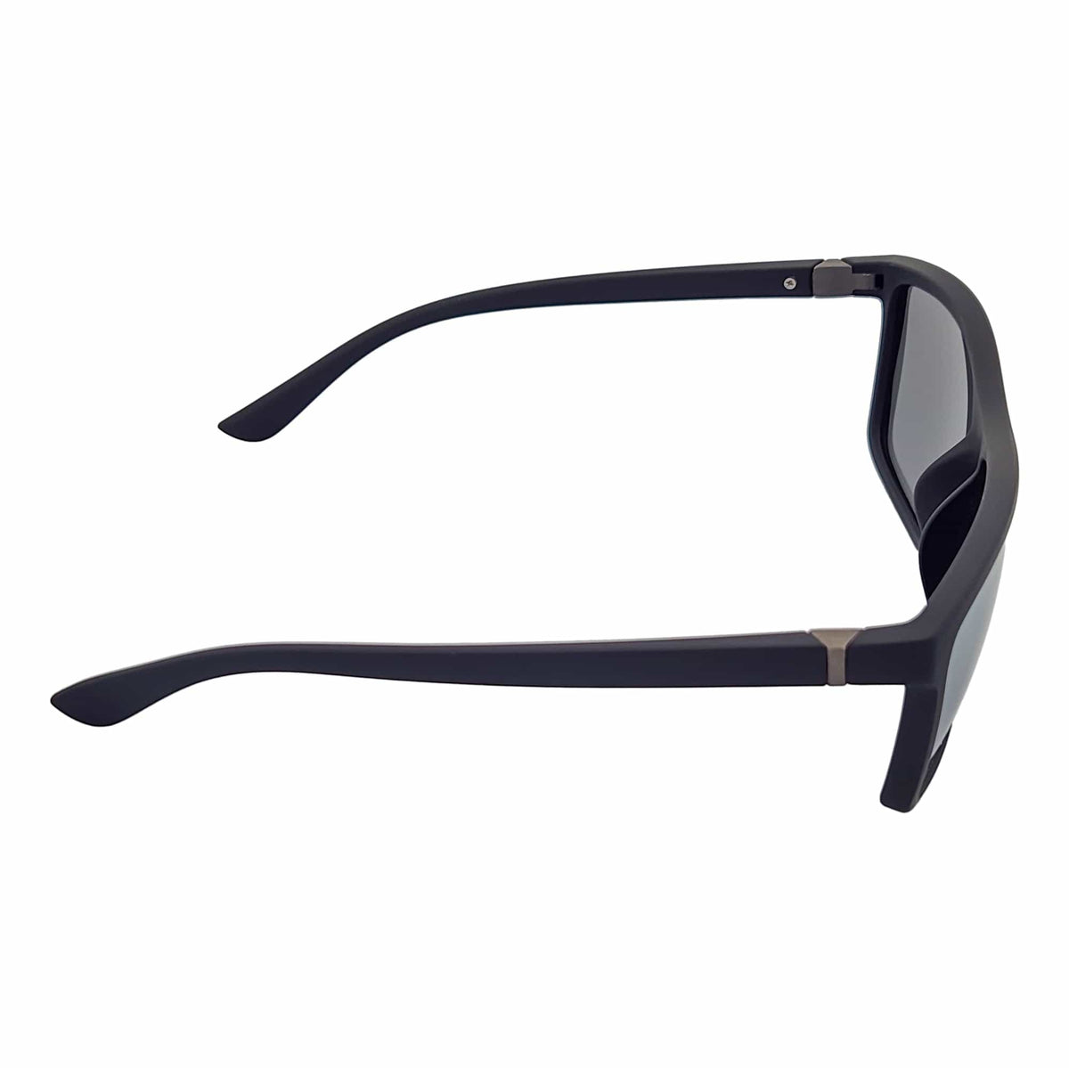 BRISTOL - Polarized Modern Rectangle Sunglasses Soft Matte Black Silver Mirror