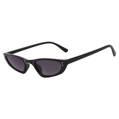 BURMESE - Retro Small Hexagonal Cat Eye Black Sunglasses Lavender Lens