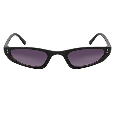 BURMESE - Retro Small Hexagonal Cat Eye Black Sunglasses Lavender Lens