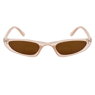BURMESE - Retro Small Hexagonal Cat Eye Clear Beige Sunglasses Brown Lens