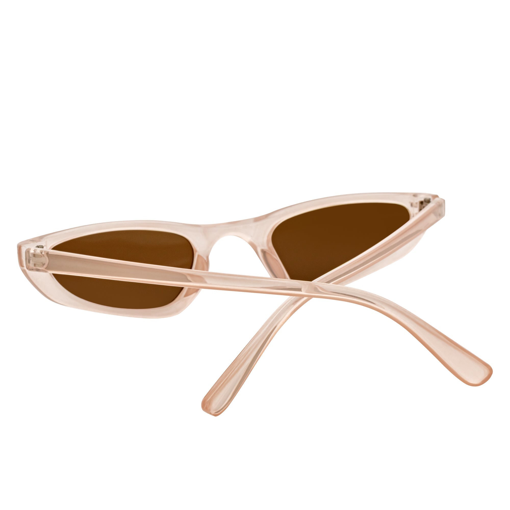 BURMESE - Retro Small Hexagonal Cat Eye Clear Beige Sunglasses Brown Lens