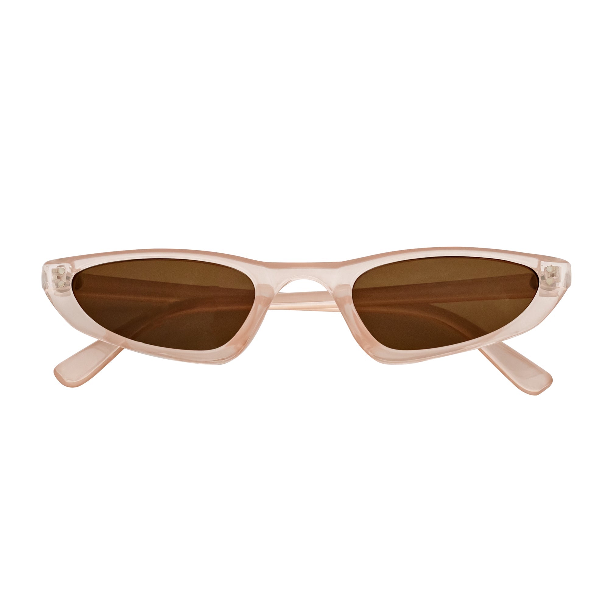 BURMESE - Retro Small Hexagonal Cat Eye Clear Beige Sunglasses Brown Lens
