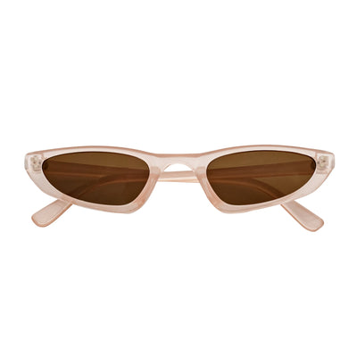 BURMESE - Retro Small Hexagonal Cat Eye Clear Beige Sunglasses Brown Lens