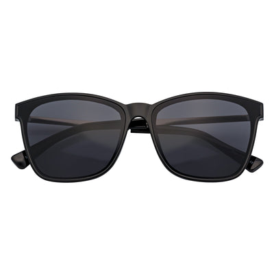 CAPRI - Large Horn Rimmed Metal Temple Sunglasses Black Smoke