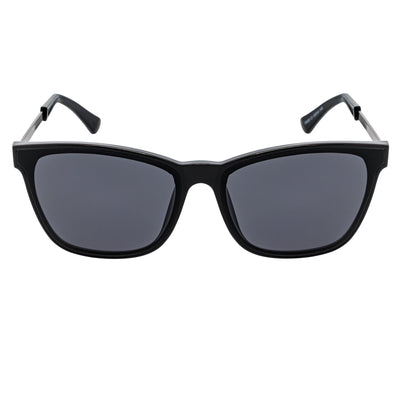 CAPRI - Large Horn Rimmed Metal Temple Sunglasses Black Smoke