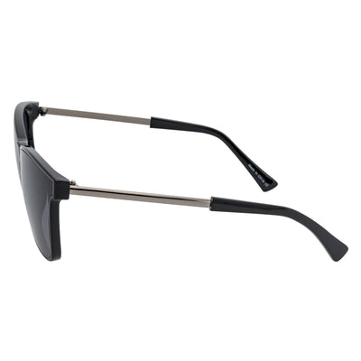 CAPRI - Large Horn Rimmed Metal Temple Sunglasses Black Smoke