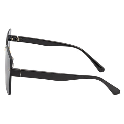 CASCADE - Rimless Oversize Square Sunglasses Black - Gold Smoke Lens