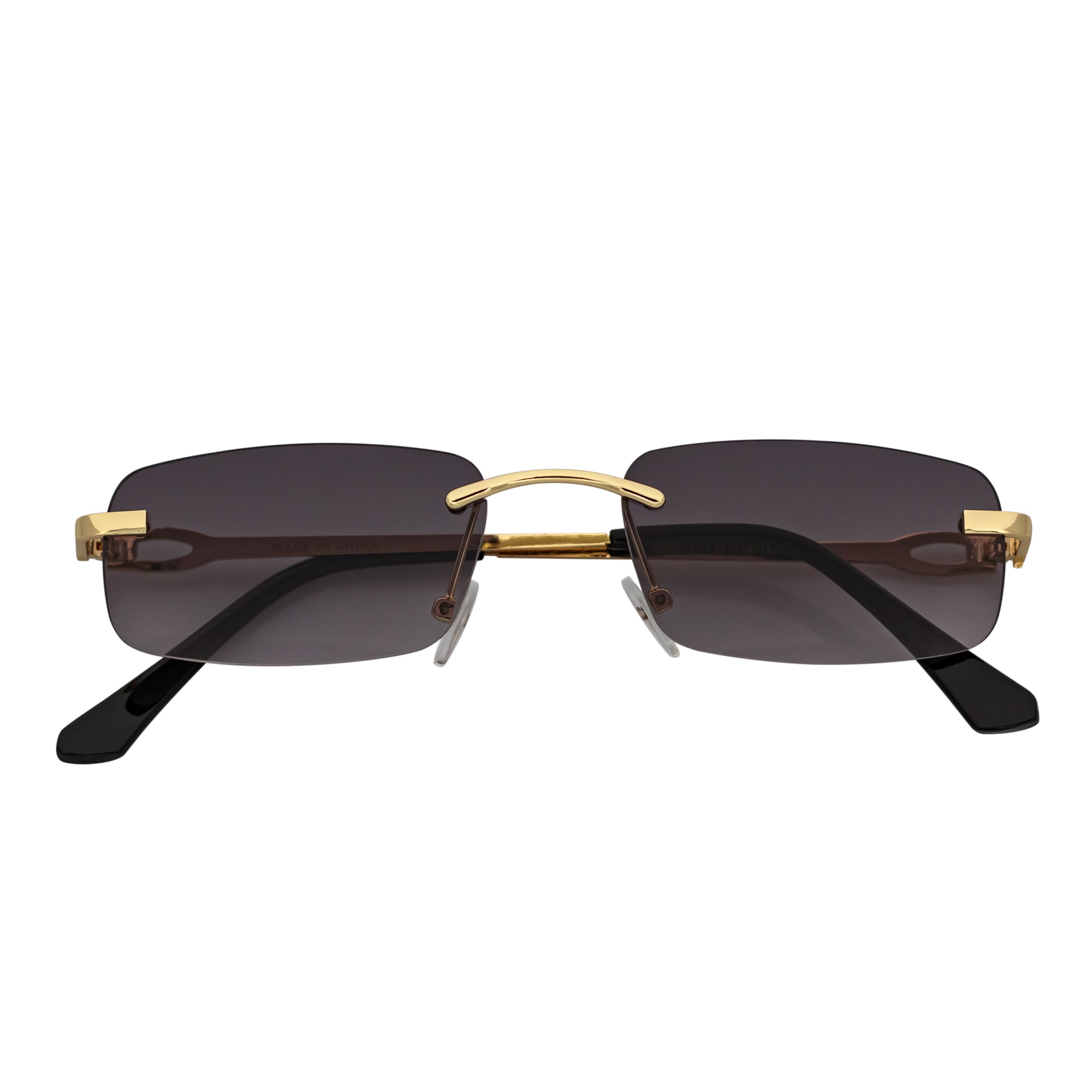 CHANELLE - Rimless Small Rectangle sunglasses Gold Lavender Fade Lens