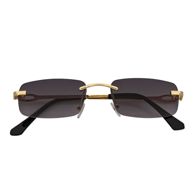 CHANELLE - Rimless Small Rectangle sunglasses Gold Lavender Fade Lens